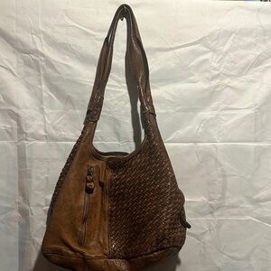 Vintage longelotti Brown Woven Leather Shoulder Bag